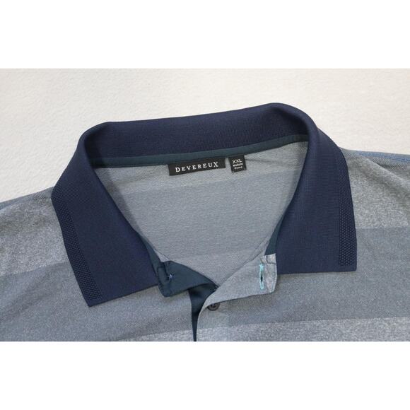 Devereux Golf Polo Shirt Striped Dry Fitting Stretch Athetic Mens Size 2XL XXL - Picture 6 of 8